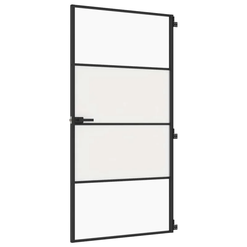 Vidaus durys, juodos, 102,5x201,5cm, stiklas ir aliuminis