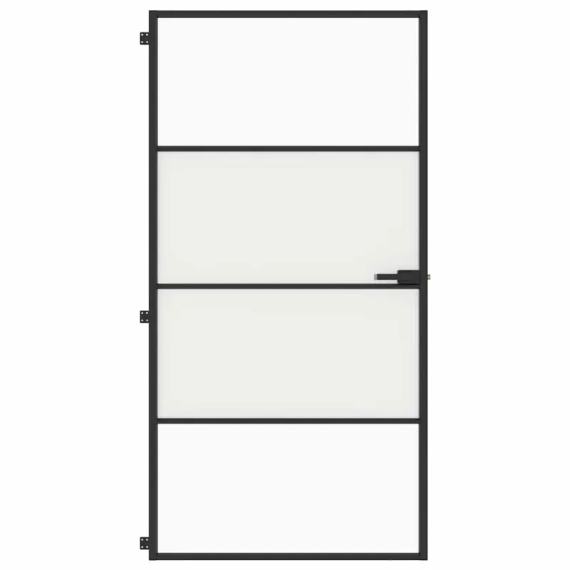 Vidaus durys, juodos, 102,5x201,5cm, stiklas ir aliuminis