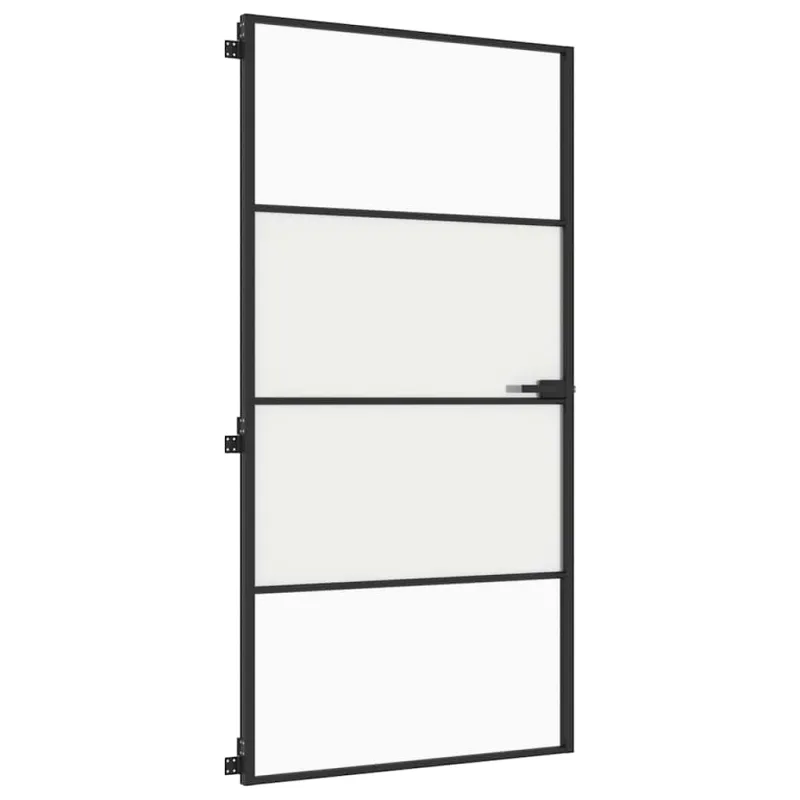 Vidaus durys, juodos, 102,5x201,5cm, stiklas ir aliuminis