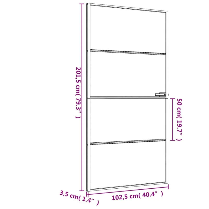 Vidaus durys, juodos, 102,5x201,5cm, stiklas ir aliuminis