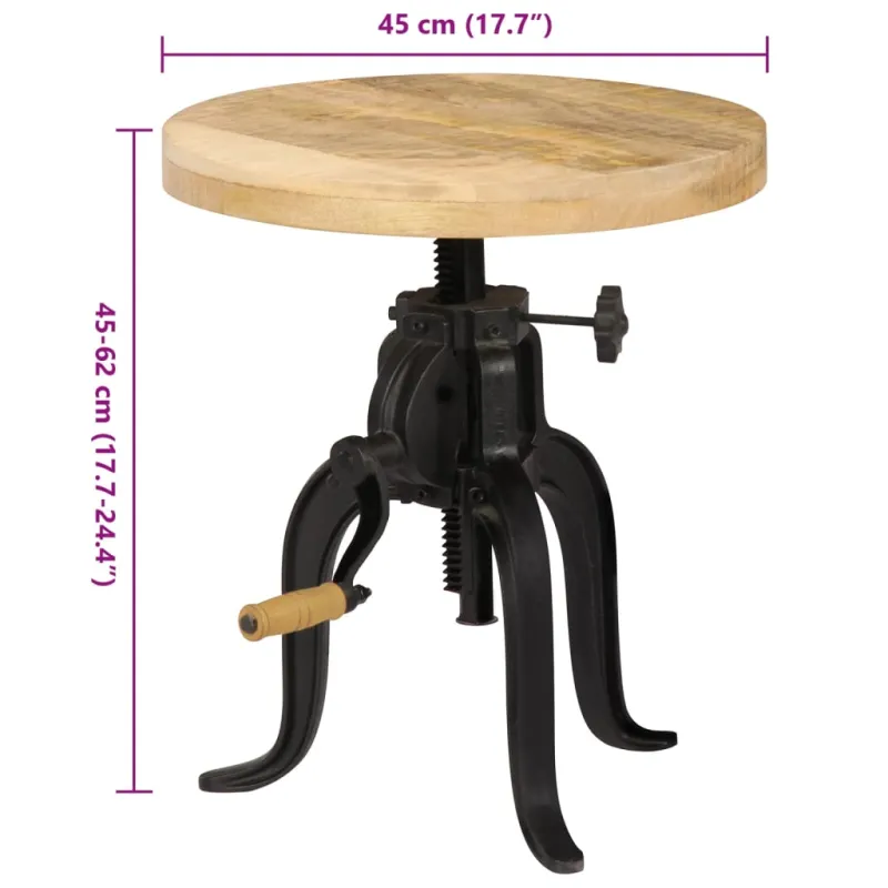 Šoninis staliukas, 45x(45-62)cm, mango med. mas. ir ketus