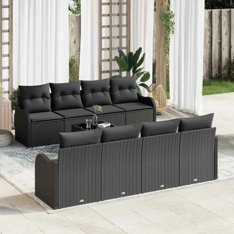 Sodo Sofų Rinkinys Juoda 55 x 55 x 37 cm poliratanas