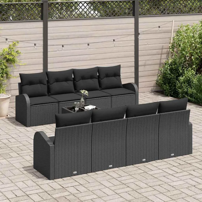Sodo Sofų Rinkinys Juoda 55 x 55 x 37 cm poliratanas