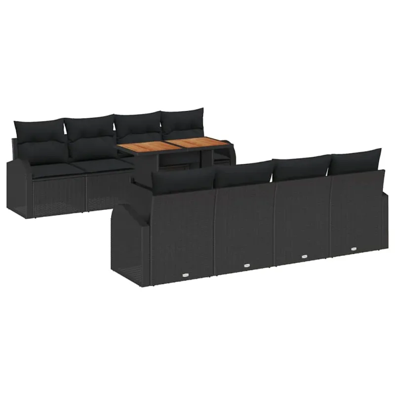 Sodo Sofų Rinkinys su pagalve 7 pcs Juoda