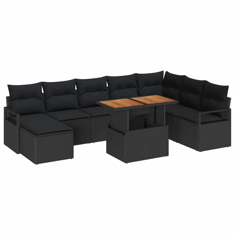 Sodo Sofų Rinkinys su pagalve 9 pcs Juoda ir Ruda