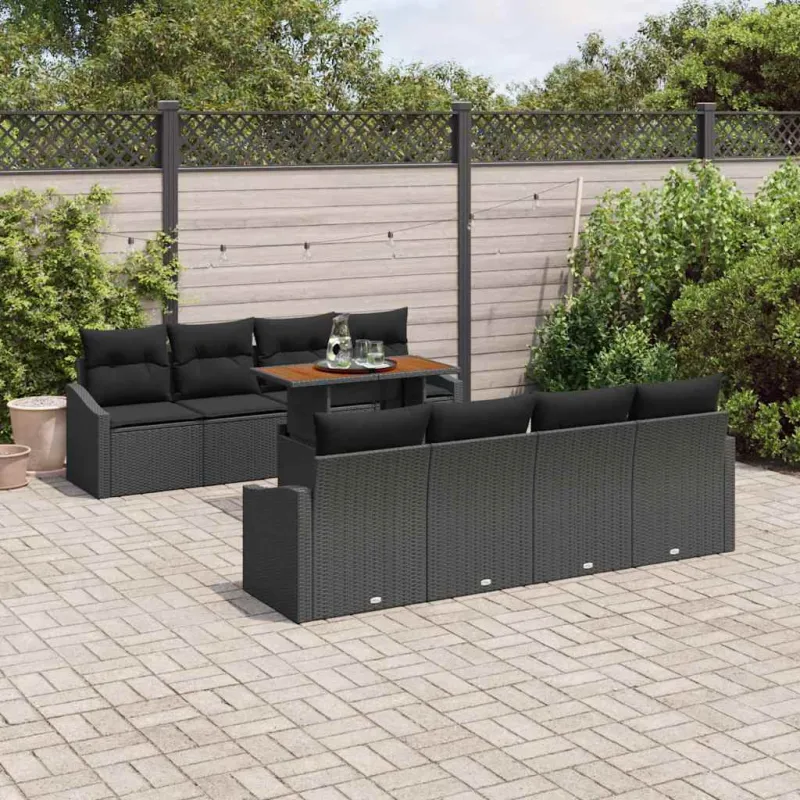 Sodo valgomojo komplektas su pagalve 9 pcs Juoda ir Ruda