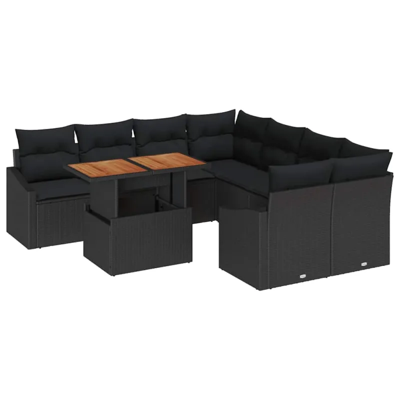 Sodo valgomojo komplektas su pagalve 9 pcs Juoda ir Ruda
