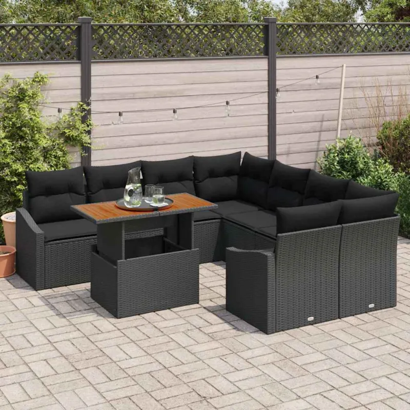 Sodo valgomojo komplektas su pagalve 9 pcs Juoda ir Ruda