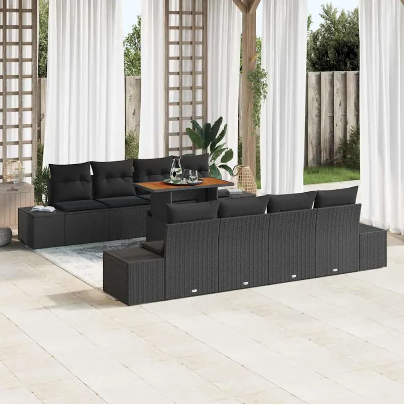 Sodo valgomojo komplektas su pagalve 9 pcs Juoda ir Ruda