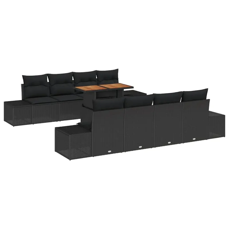 Sodo valgomojo komplektas su pagalve 9 pcs Juoda ir Ruda