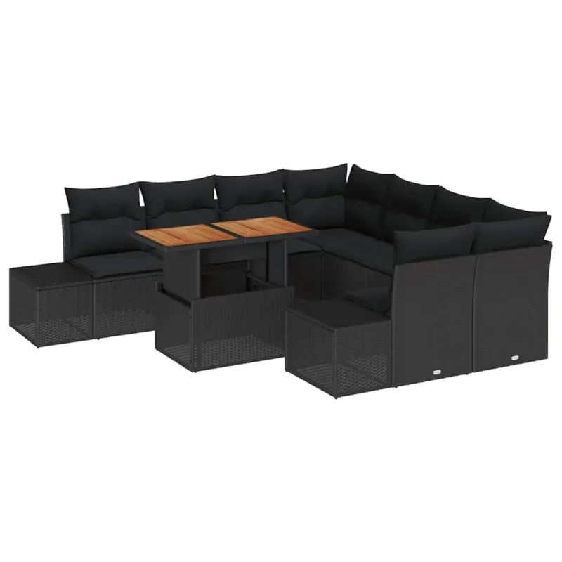 Sodo valgomojo komplektas su pagalve 9 pcs Juoda ir Ruda