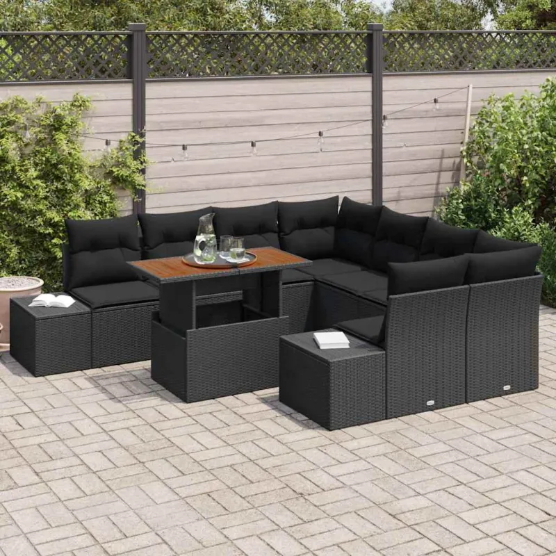 Sodo valgomojo komplektas su pagalve 9 pcs Juoda ir Ruda