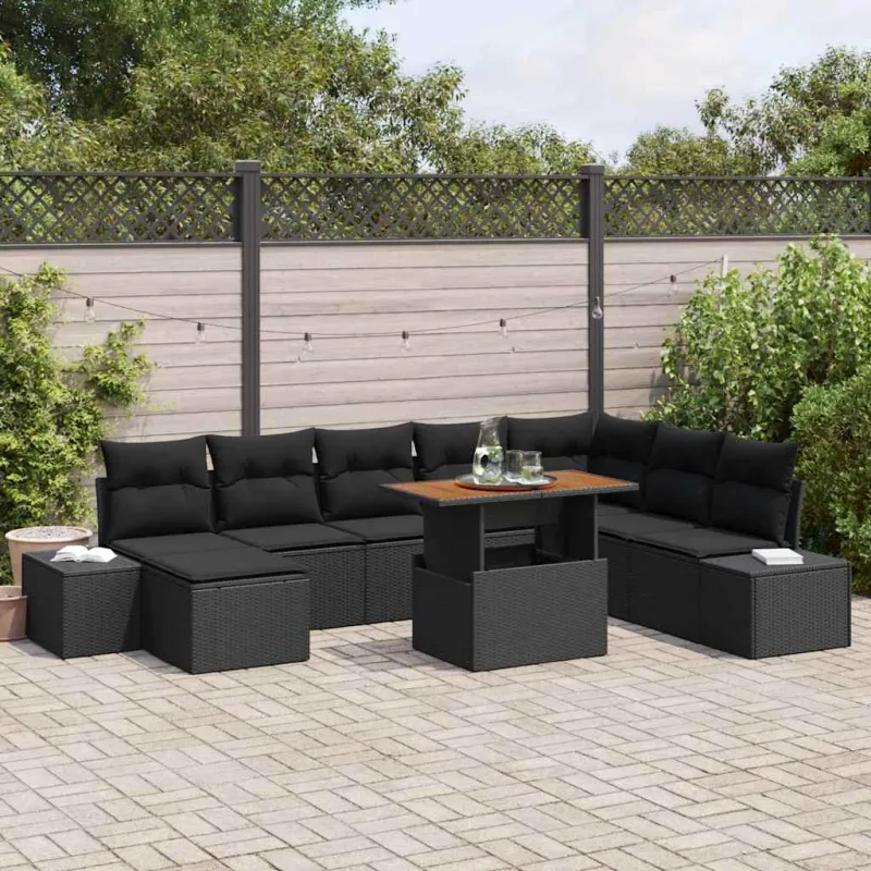 Sodo valgomojo komplektas su pagalve 9 pcs Juoda ir Ruda