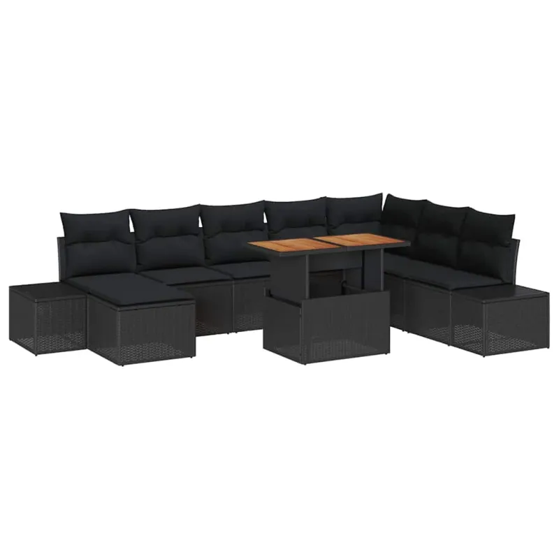 Sodo valgomojo komplektas su pagalve 9 pcs Juoda ir Ruda