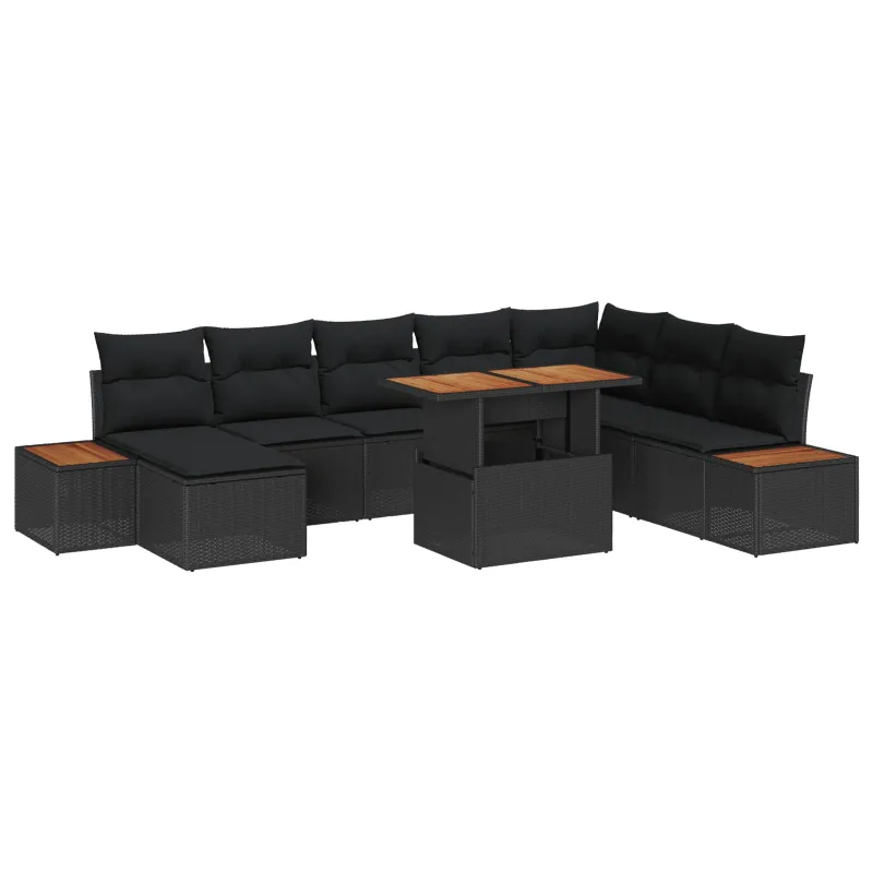 Sodo valgomojo komplektas su pagalve 9 pcs Juoda ir Ruda