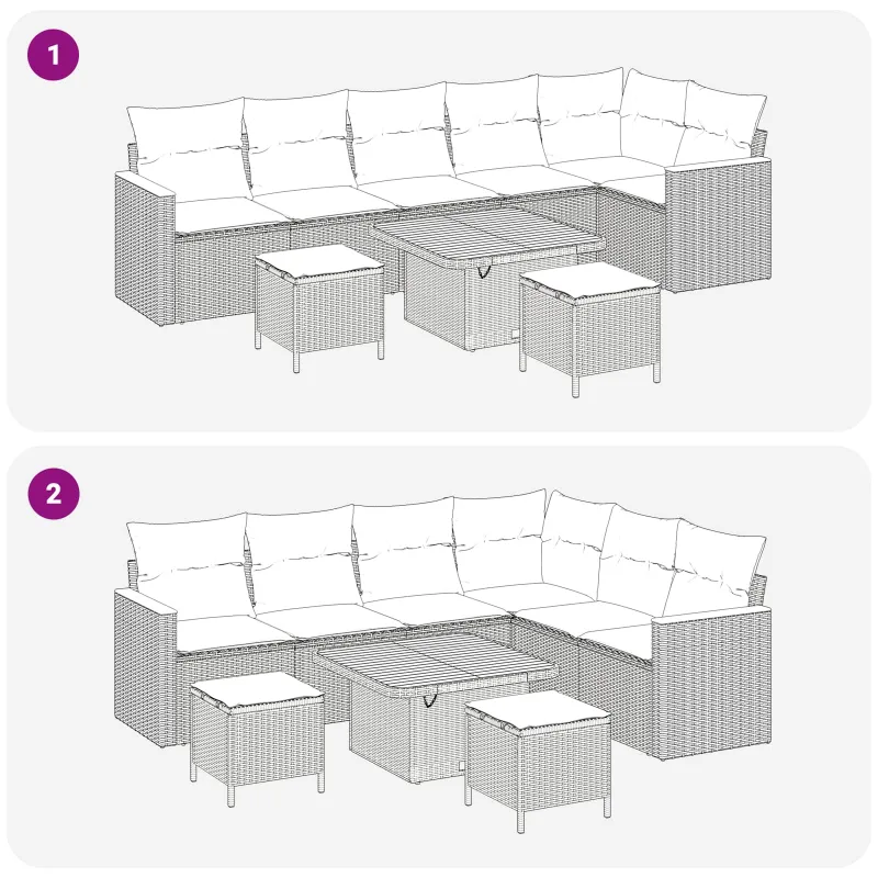 Sodo Sofų Rinkinys su pagalve 9 pcs Pilka