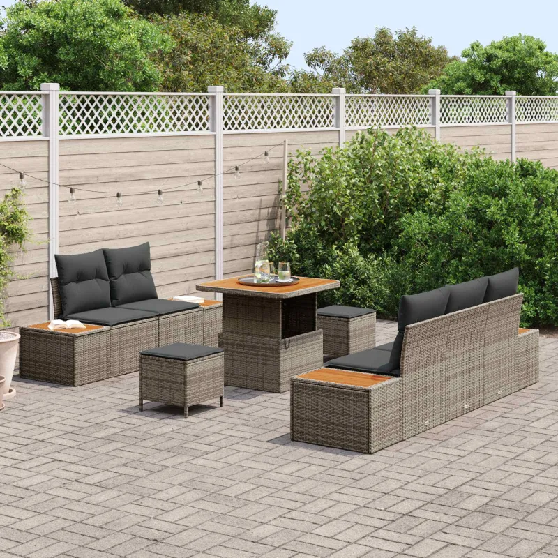 Sodo Sofų Rinkinys su pagalve 8 pcs Pilka