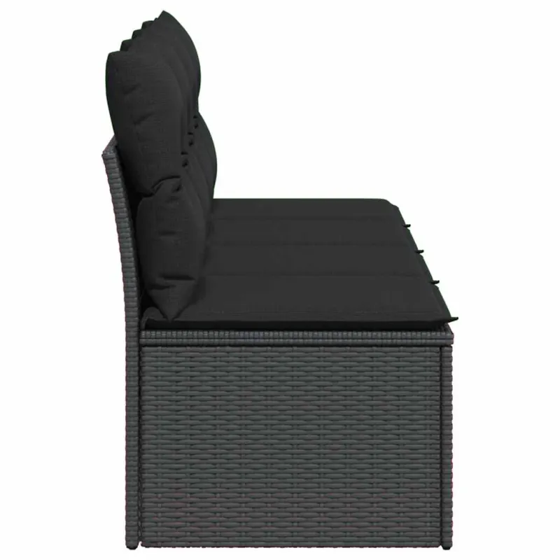 Sodo sofa su pagalvėlėmis, 4 sėdimos vietos, juodas, polirotangas