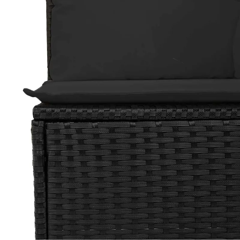 Sodo sofa su pagalvėlėmis, 4 sėdimos vietos, juodas, polirotangas