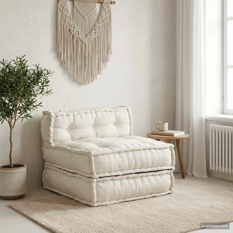 Modulinė sofa, kreminės spalvos, 70x70x54 cm, audinys