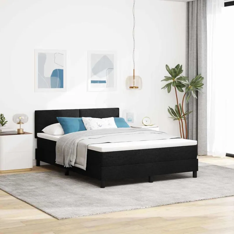 Kiemas lova su galvūgalio Juodas 140 x 200 cm audinys