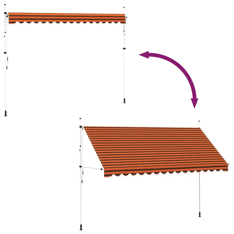 Rankiniu būdu ištraukiama markizė, oranžinė ir ruda, 400cm