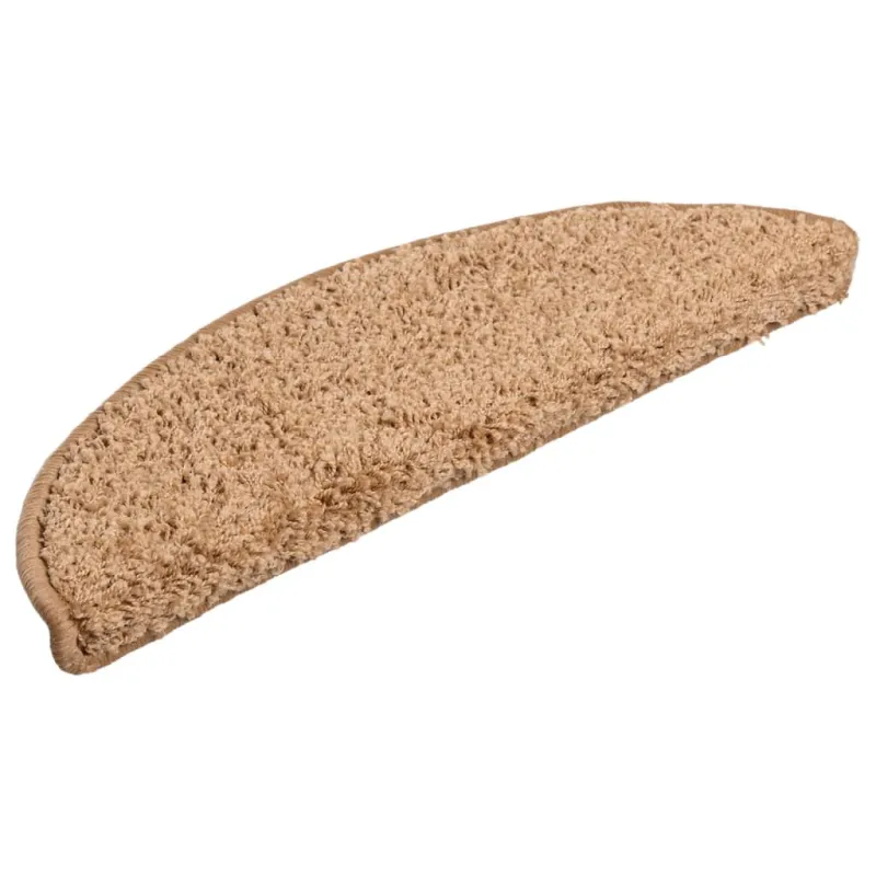 Laiptų kilimėliai, 10 vnt., 56x17x3 cm, smėlio spalvos, pusapvaliai
