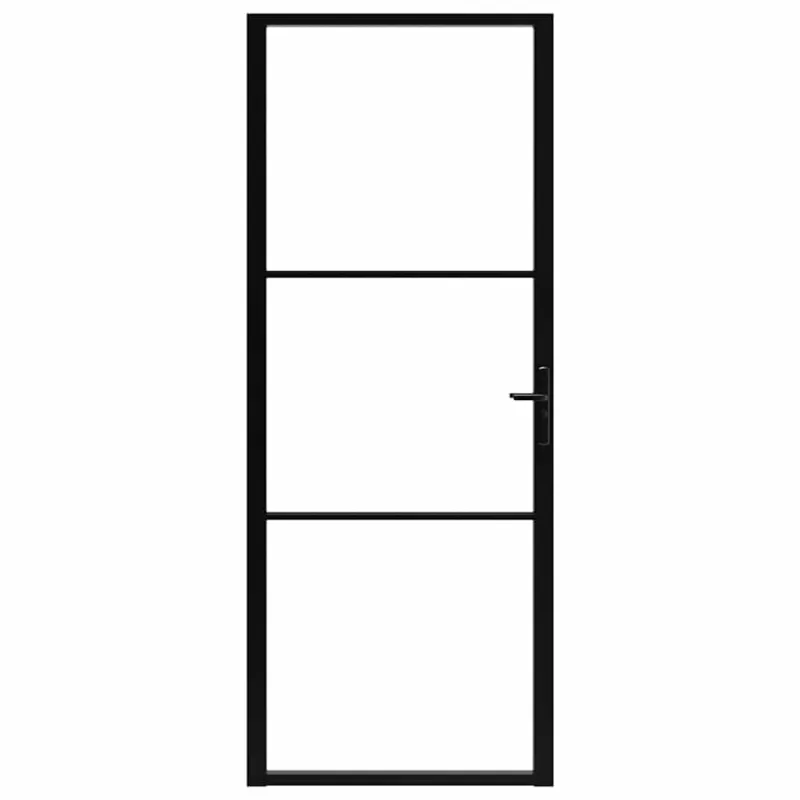 Vidaus durys, juodos, 83x201,5cm, ESG stiklas ir aliuminis