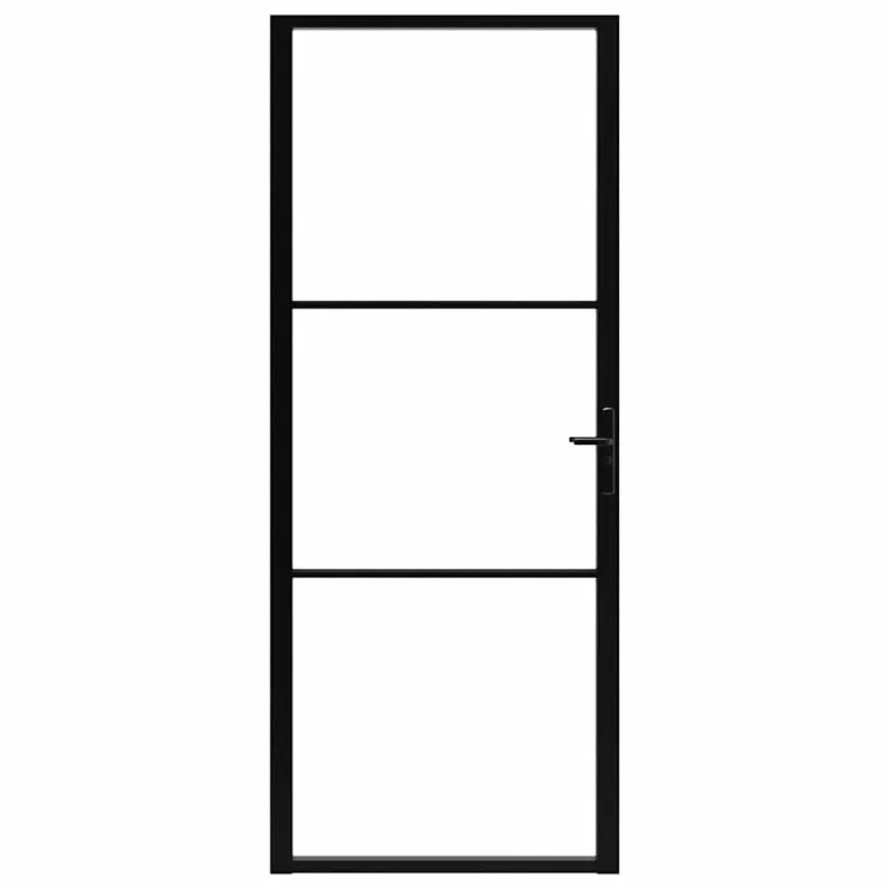 Vidaus durys, juodos, 93x201,5cm, ESG stiklas ir aliuminis