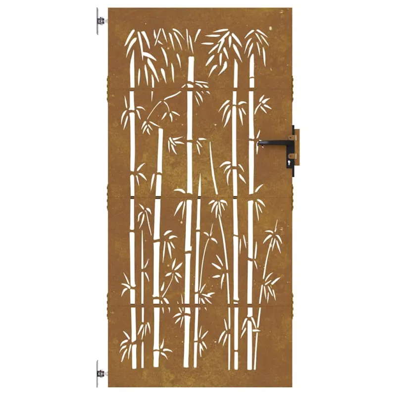 Sodo vartai, 85x200 cm, Corten plienas, bambuko dizainas