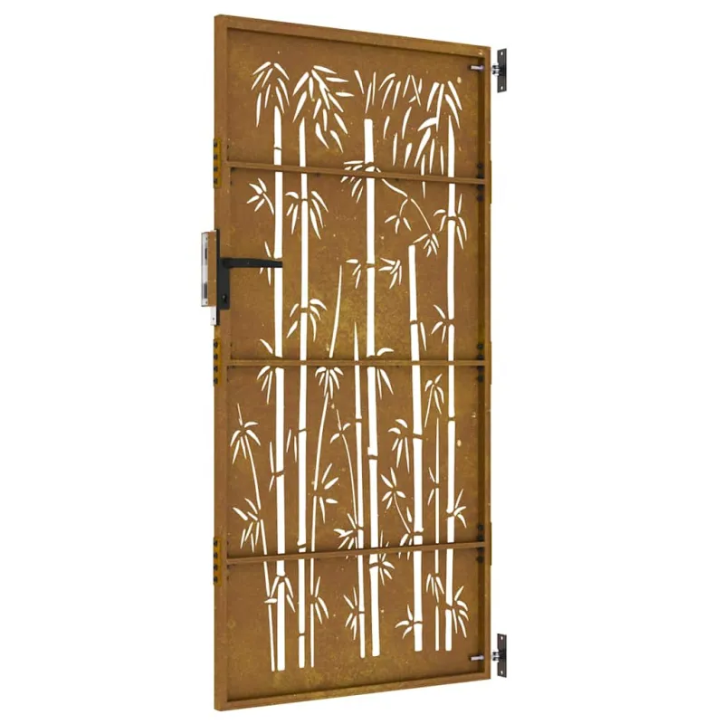 Sodo vartai, 85x200 cm, Corten plienas, bambuko dizainas