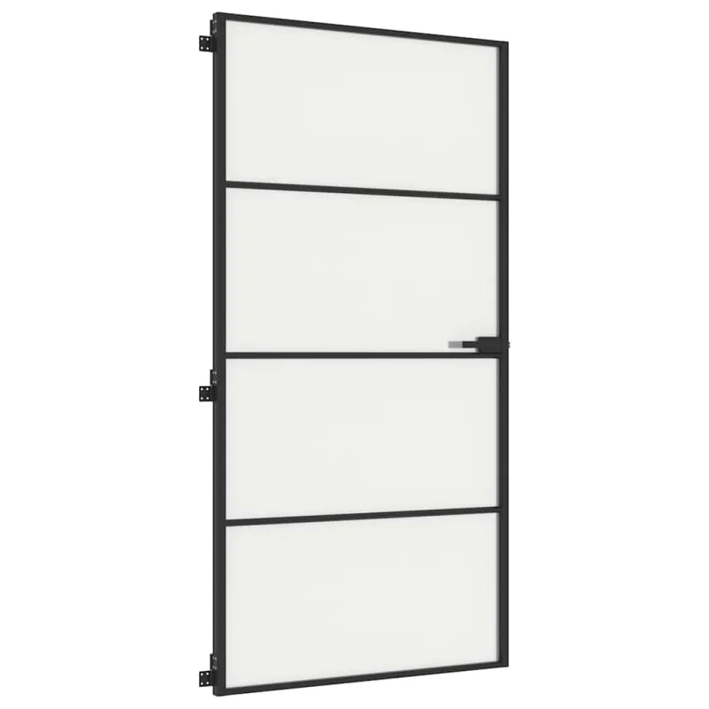 Vidaus durys, juodos, 102,5x201,5cm, stiklas ir aliuminis