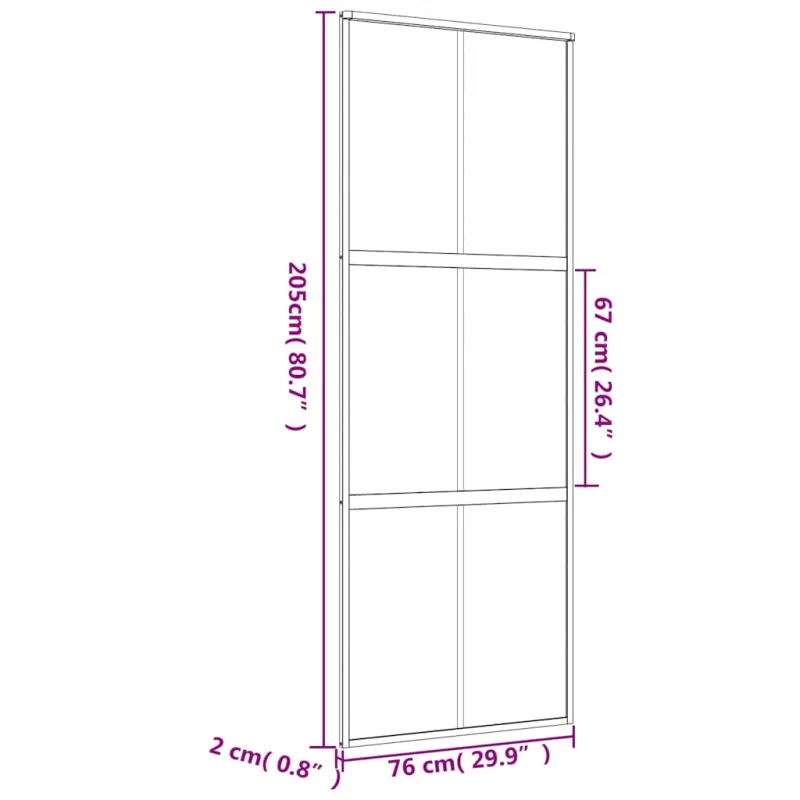 Stumdomos durys, auksinės, 76x205cm, ESG stiklas ir aliuminis