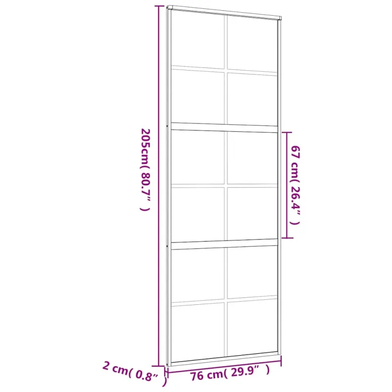 Stumdomos durys, auksinės, 76x205cm, ESG stiklas ir aliuminis