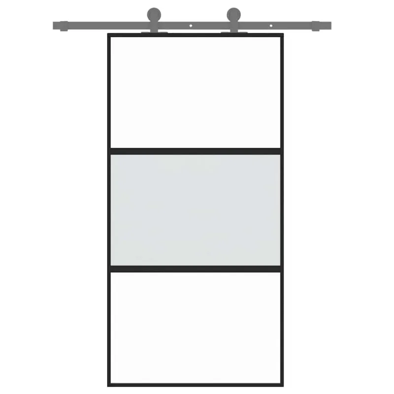 Stumdomos durys, juodos, 102,5x205cm, stiklas ir aliuminis