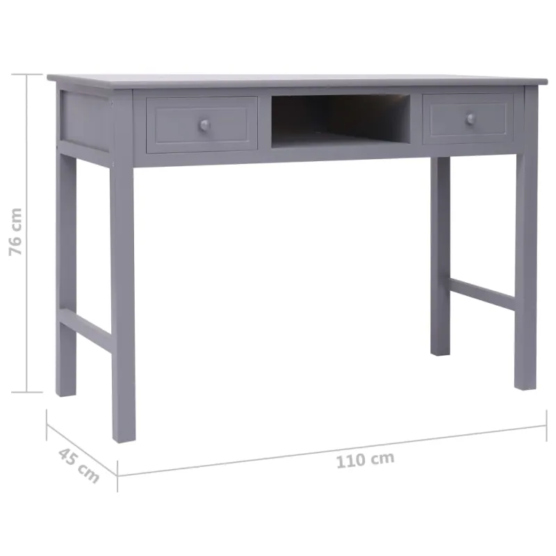 Rašomasis stalas, pilkos spalvos, 110x45x76 cm, mediena