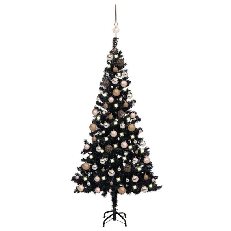 Dirbtinė Kalėdų eglutė su žaisliukais, juoda, 120cm, PVC