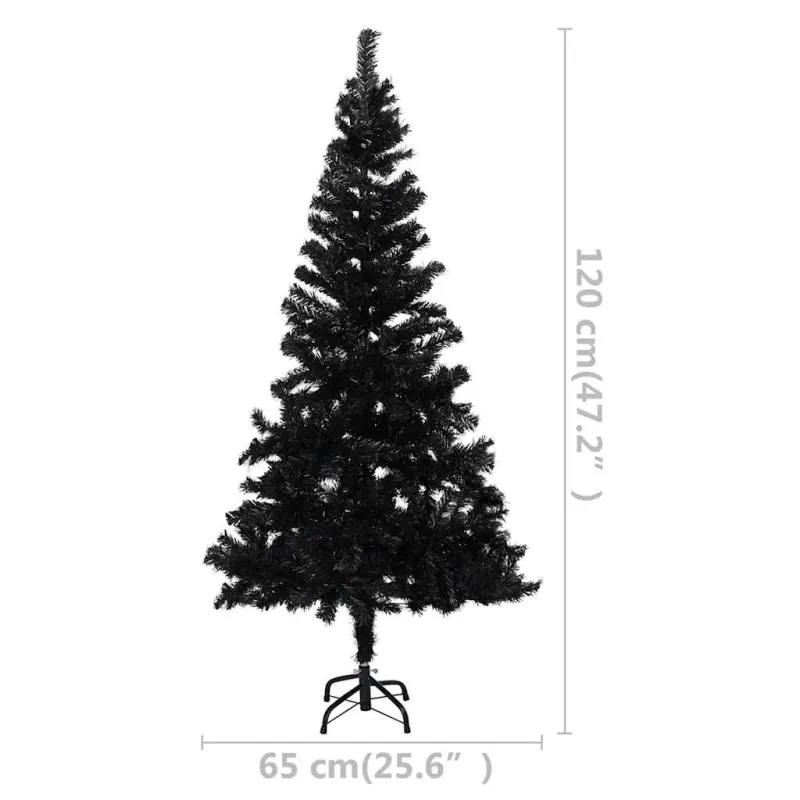 Dirbtinė Kalėdų eglutė su žaisliukais, juoda, 120cm, PVC