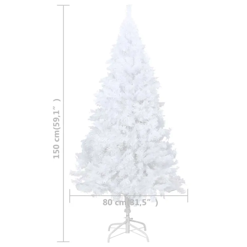Dirbtinė Kalėdų eglutė su žaisliukais, balta, 150cm, PVC