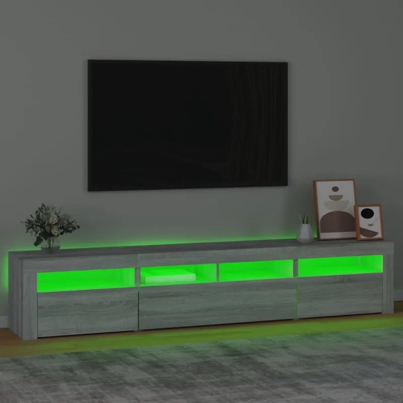 Televizoriaus spintelė su LED, pilka ąžuolo, 210x35x40cm
