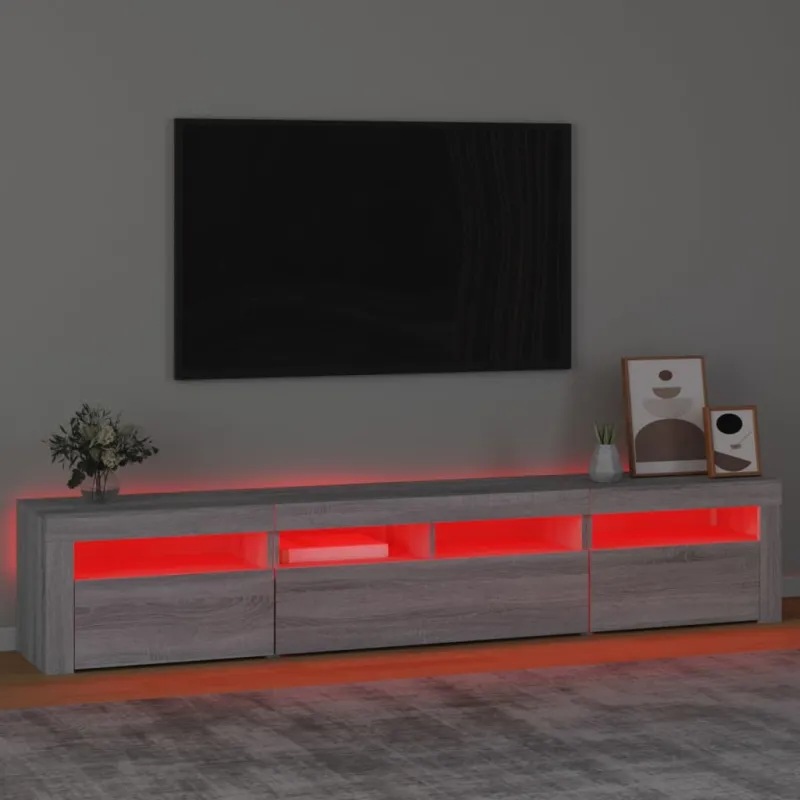Televizoriaus spintelė su LED, pilka ąžuolo, 210x35x40cm