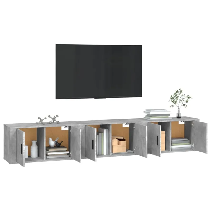 Sieninės TV spintelės, 3vnt., betono pilkos, 80x34,5x40cm