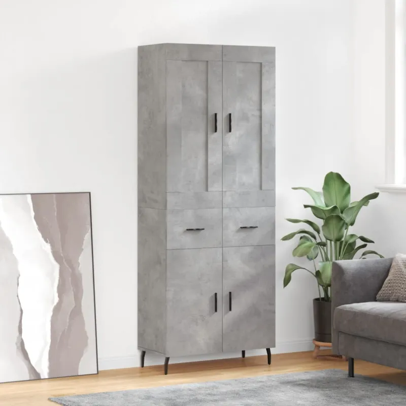 Komoda, betono pilkos spalvos, 69,5x34x180cm, apdirbta mediena