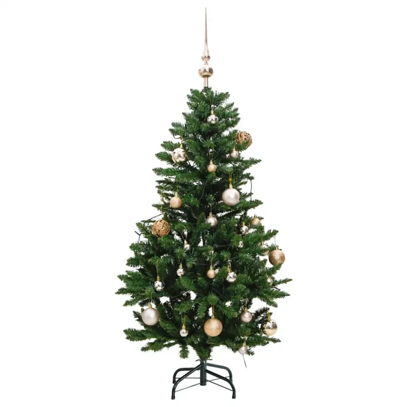 Kalėdų eglutė su šarnyrinėmis šakomis/LED/žaisliukais, 120cm