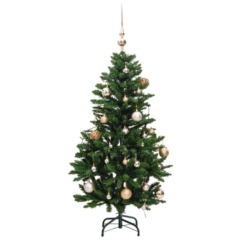Kalėdų eglutė su šarnyrinėmis šakomis/LED/žaisliukais, 150cm