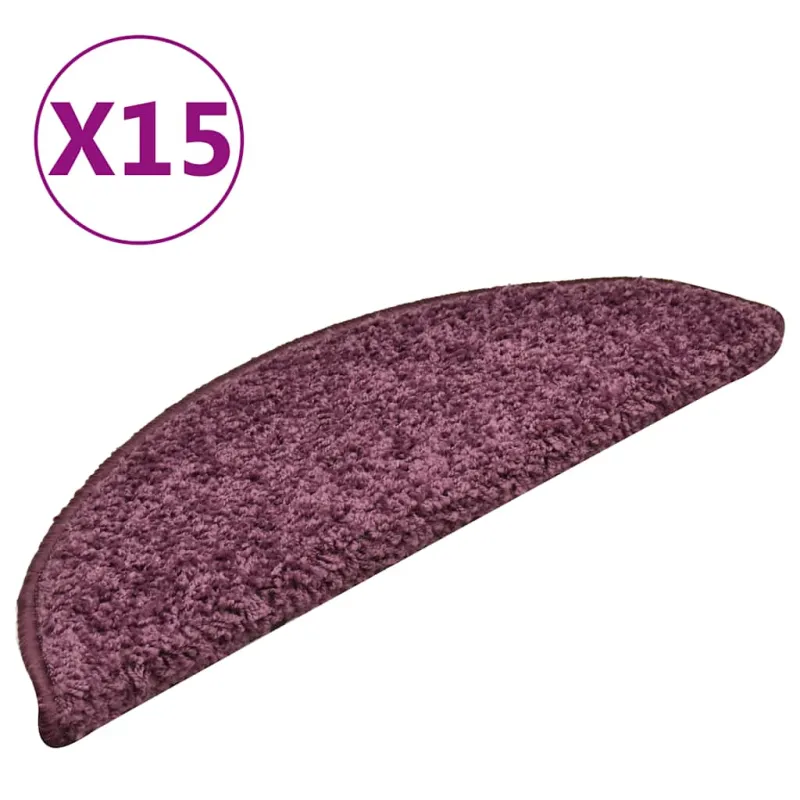 Laiptų kilimėliai, 15 vnt., 56x17x3 cm, tamsiai violetiniai, pusapvaliai