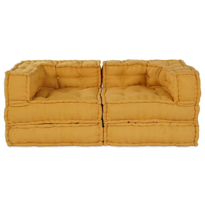 Modulinė sofa 2 pcs Geltona 140 x 70 x 56 cm Audinys