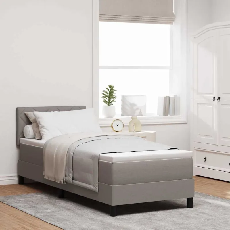 Kiemas lova su čiužiniu su LED Taupe 80 x 200 cm audinys