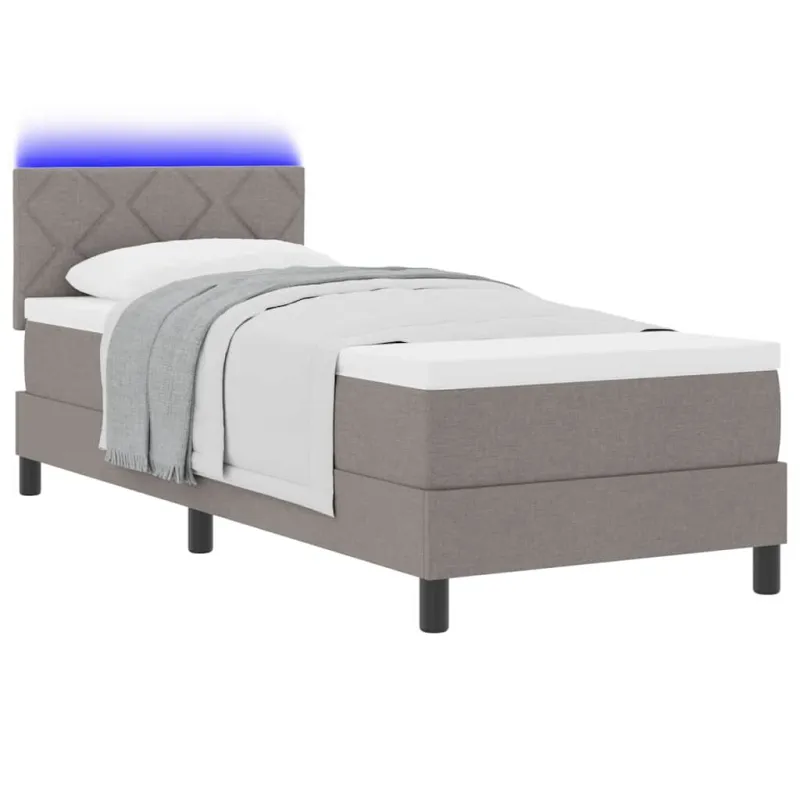 Kiemas lova su čiužiniu su LED Taupe 80 x 200 cm audinys