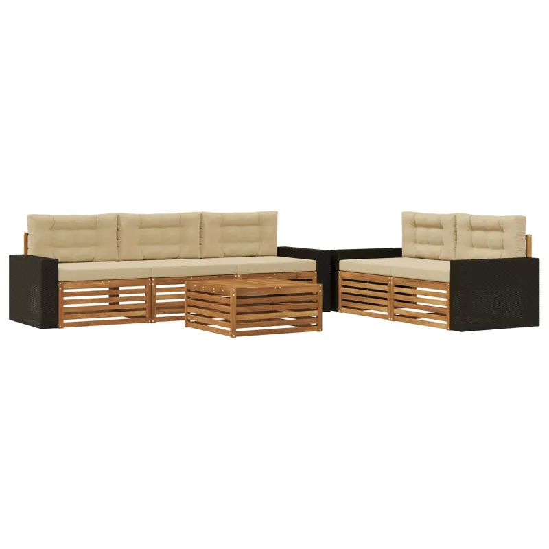 Lauko sofos komplektas 6 pcs Natūralus ir bežinis
